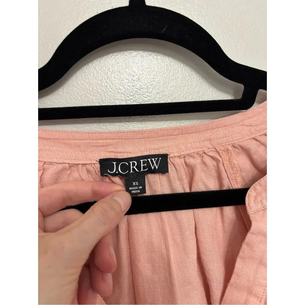 J. Crew Cabana 100% Linen Popover Top in Peach - Size XS